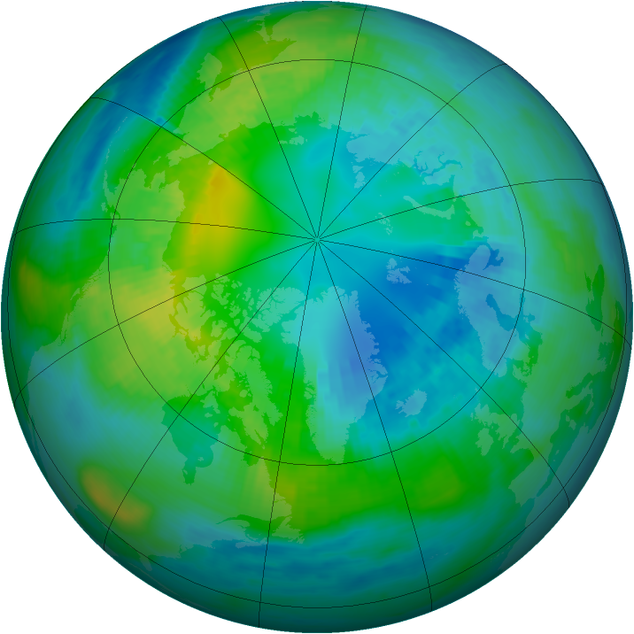 Arctic ozone map for 19 October 1989
